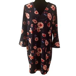 Mudpie Navy Blue Floral Midi Dress‎